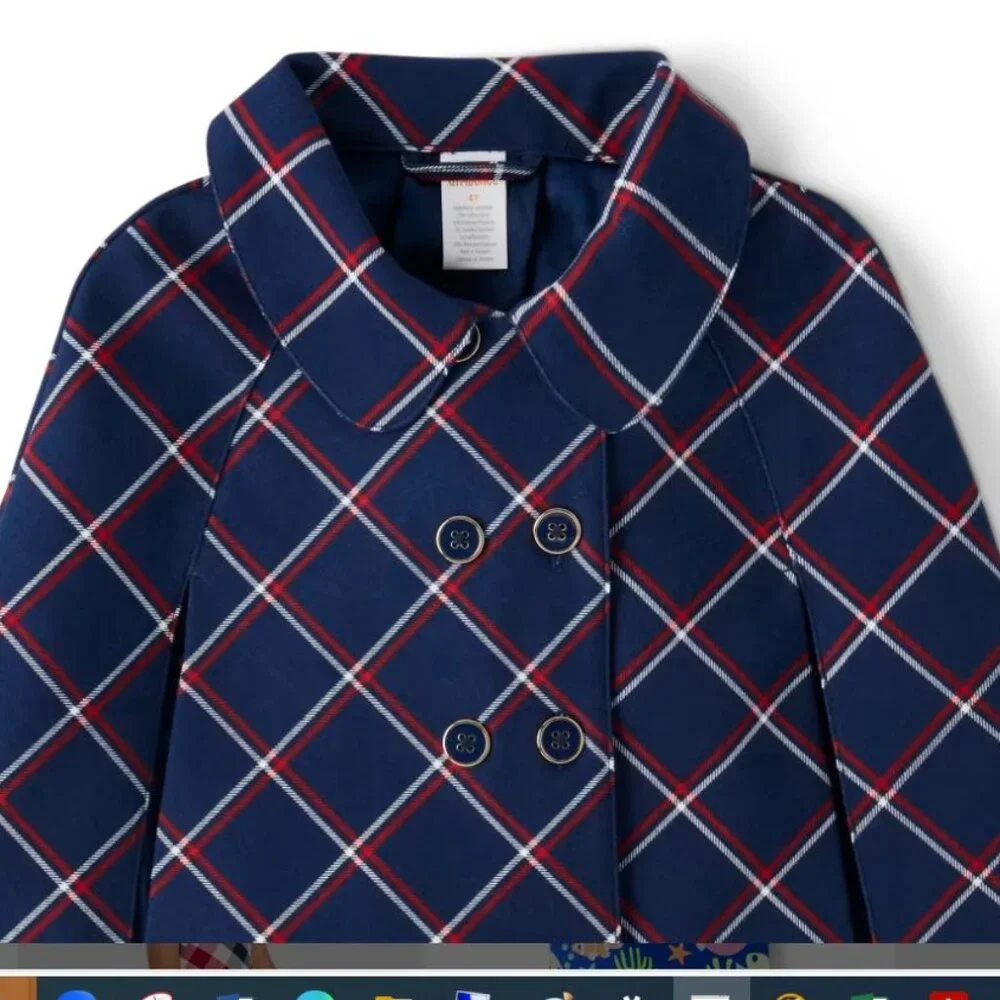 NWT Gymboree Girls Plaid Ponte Cape - Parisian Chic - tidal